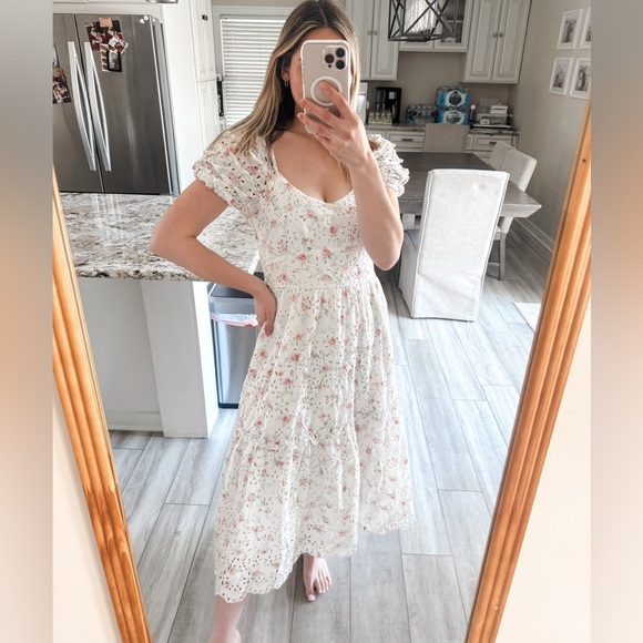 LoveShackFancy Dresses & Skirts - LoveShackFancy Target Floral Eyelet Midi Dress Size 12